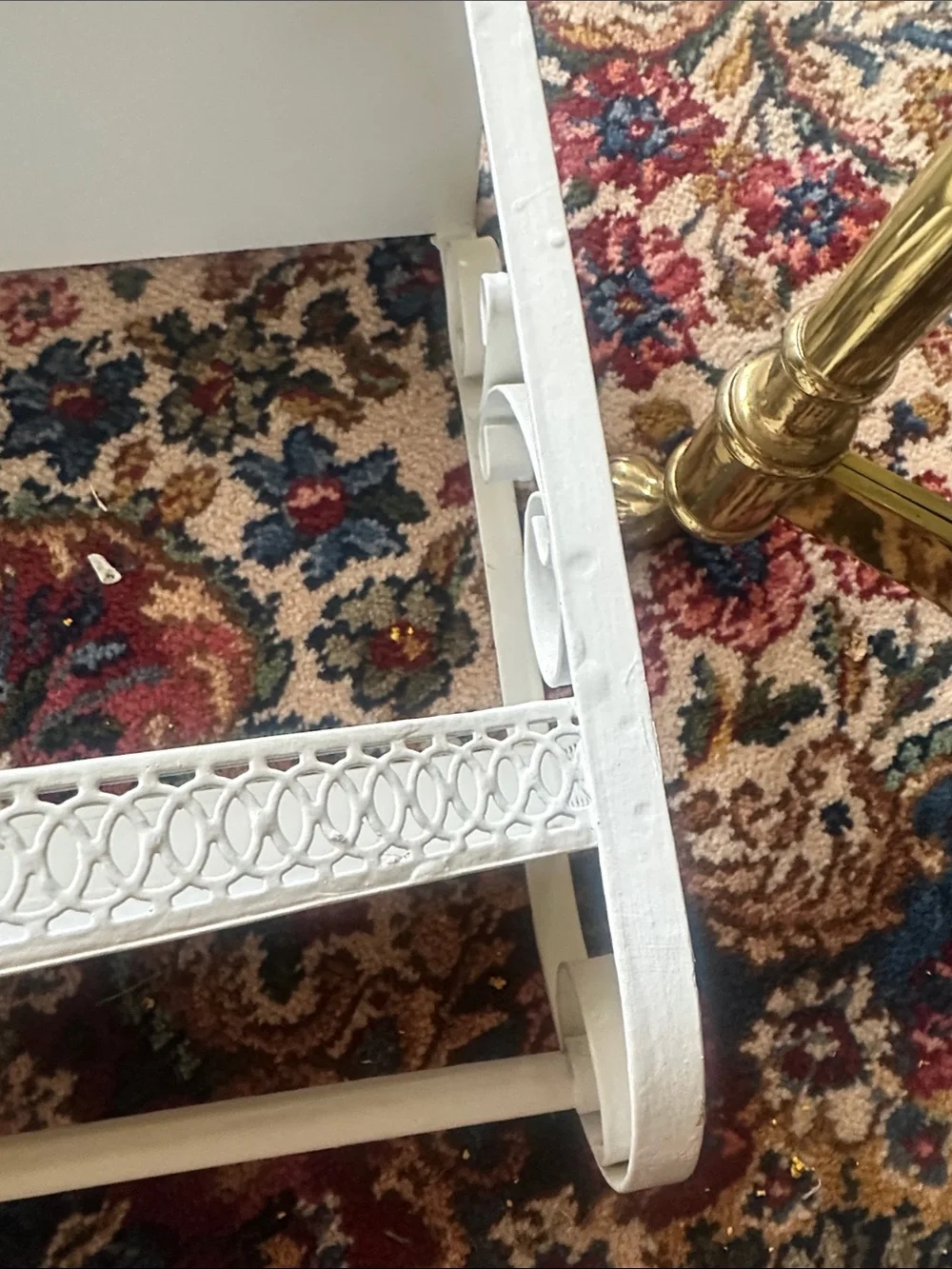 Vintage MCM White Metal Shelf With Towel Bar